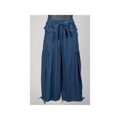 CARGO DRAWSTRING DENIM PANT- ONE SIZE FITS UP TO 2X