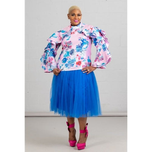 ROSE COLLECTION BLUE A-LINE TULLE SKIRT- THIS ONE IS FIRE!!
